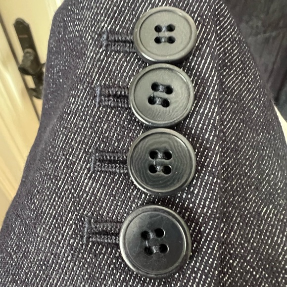 Theory Double Breasted Denim Blazer Size 10 - Picture 3 of 8